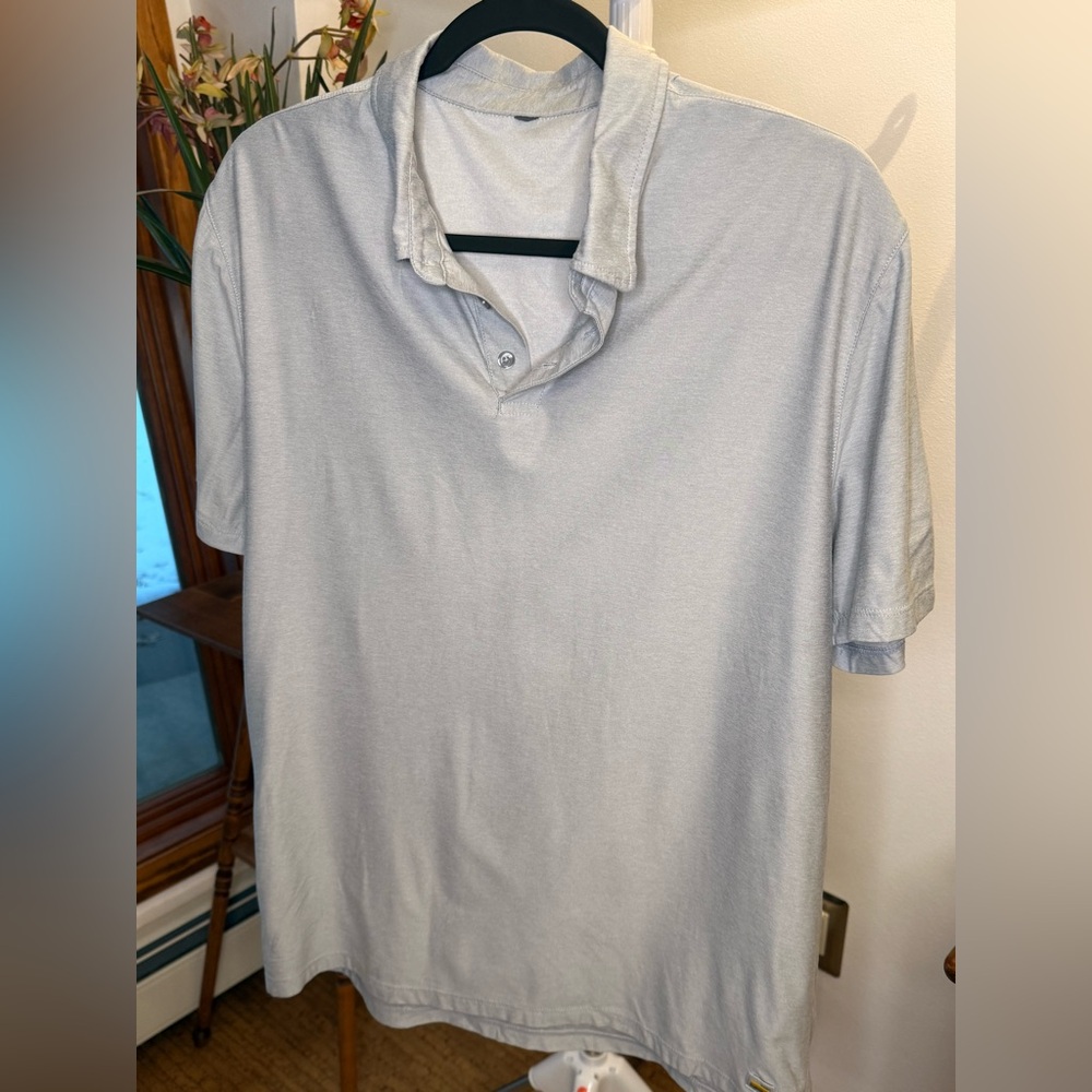 Vouri Men's Strato Tech Platinum Heather/Gray Polo Shirt, size M